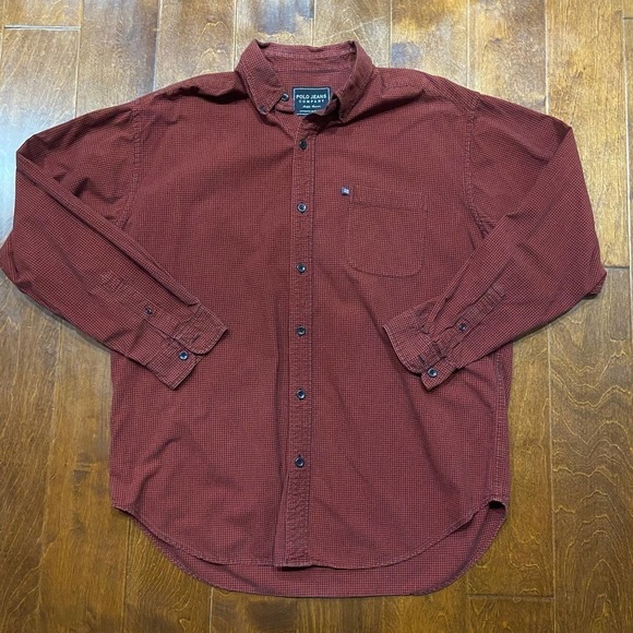 Polo Jeans Company Black Label Vintage Red Black Checkered Shirt Men's Size XL - Picture 3 of 8